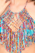Luli Fama Wild & Free Weave Fringed Halter Top